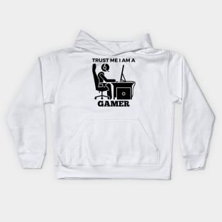 Trust Me I Am A Gamer - Player At Gaming Computer Design Kids Hoodie